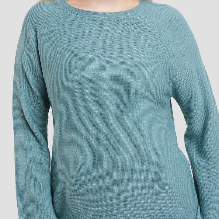 Suko Top Rajut Kerah Bulat Kaos Lengan Panjang Wanita