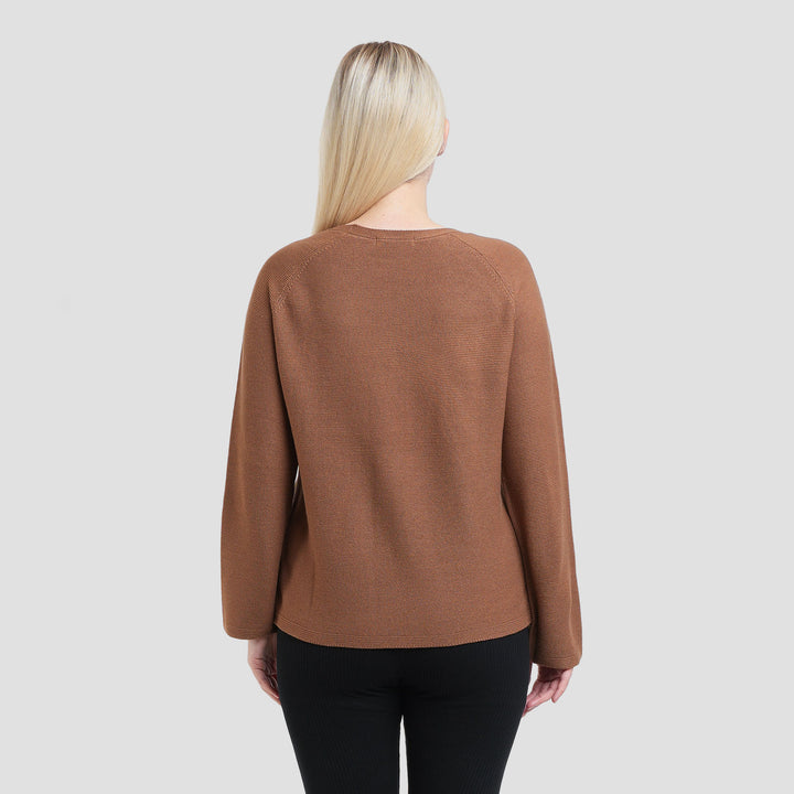 Suko Top Rajut Kerah Bulat Kaos Lengan Panjang Wanita