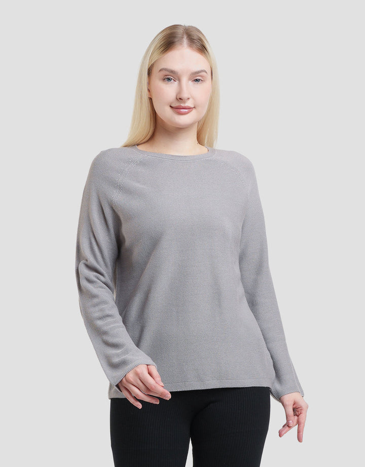 Suko Top Rajut Kerah Bulat Kaos Lengan Panjang Wanita