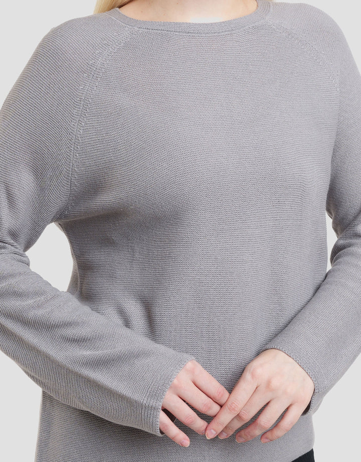 Suko Top Rajut Kerah Bulat Kaos Lengan Panjang Wanita