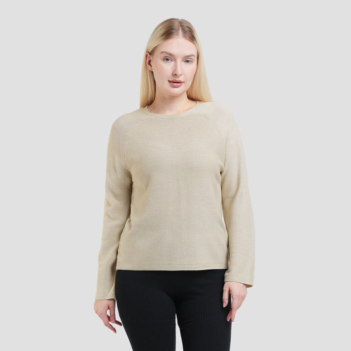 Suko Top Rajut Kerah Bulat Kaos Lengan Panjang Wanita