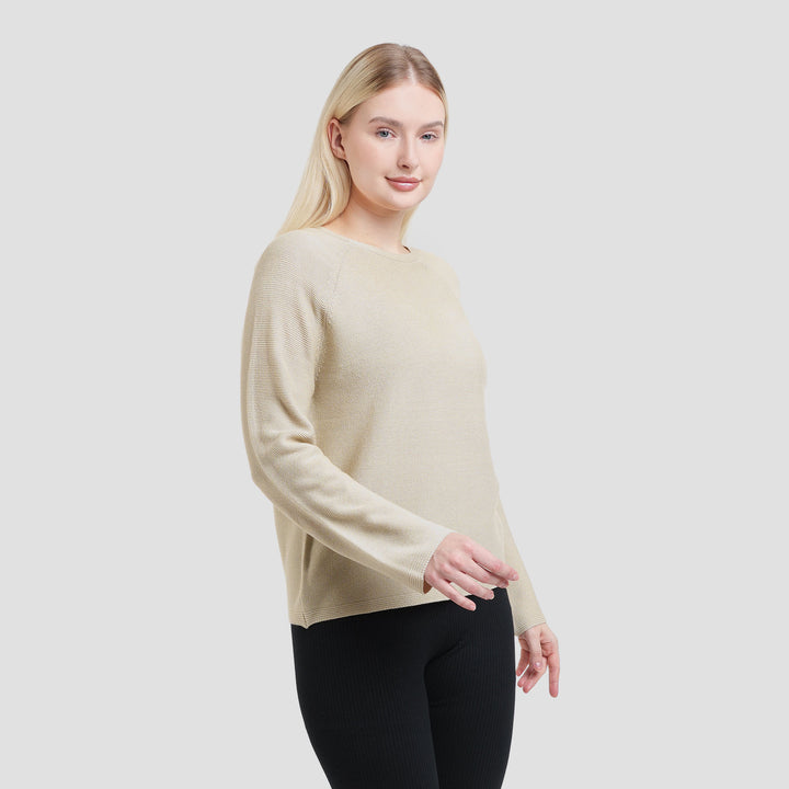 Suko Top Rajut Kerah Bulat Kaos Lengan Panjang Wanita