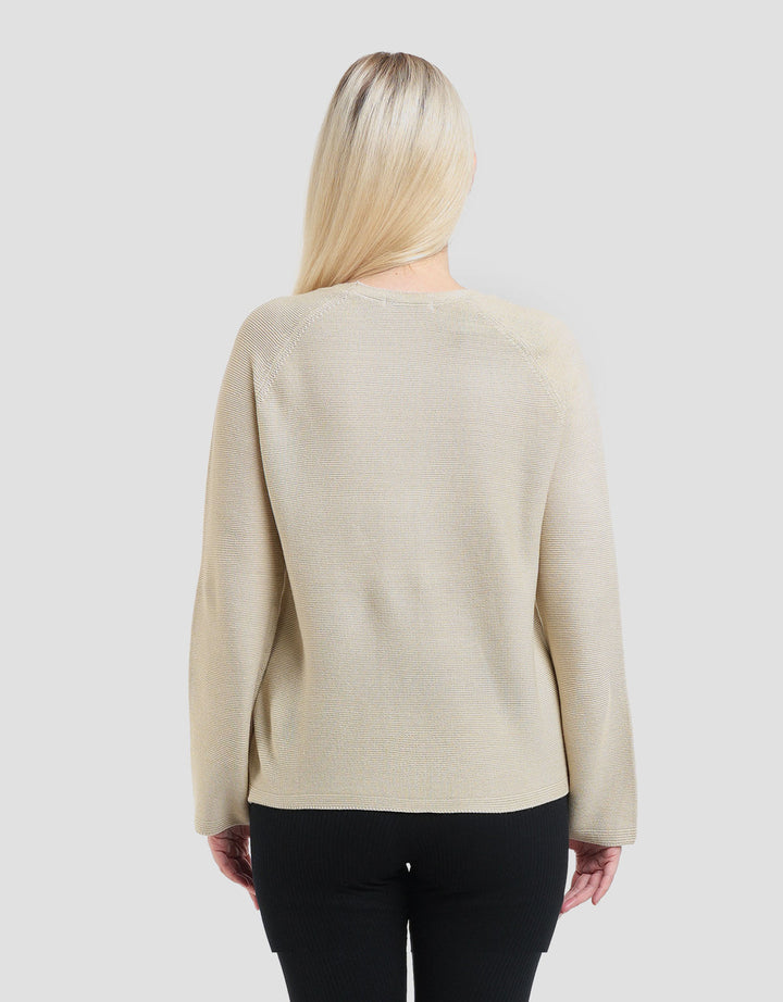 Suko Top Rajut Kerah Bulat Kaos Lengan Panjang Wanita