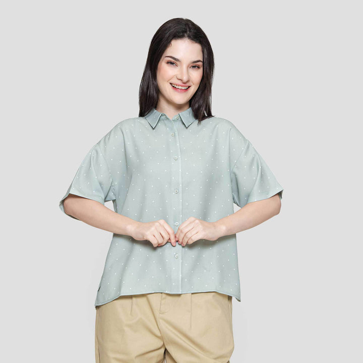 Suko Motif Lengan Pendek Blouse Wanita