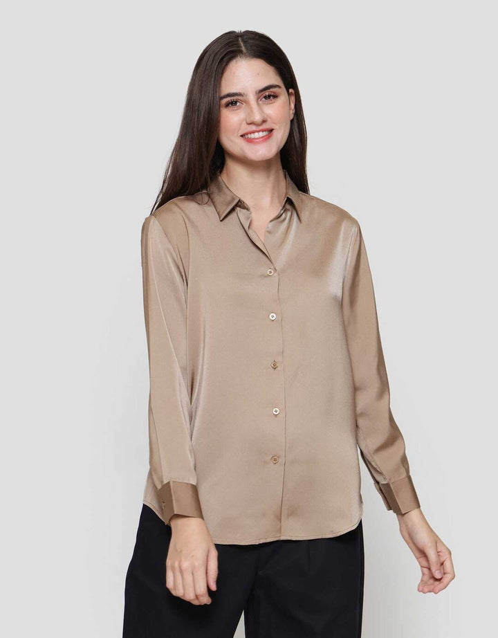 Suko Satin Lengan Panjang Blouse Wanita
