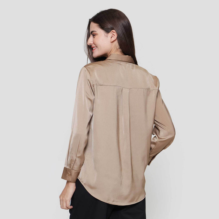 Suko Satin Lengan Panjang Blouse Wanita