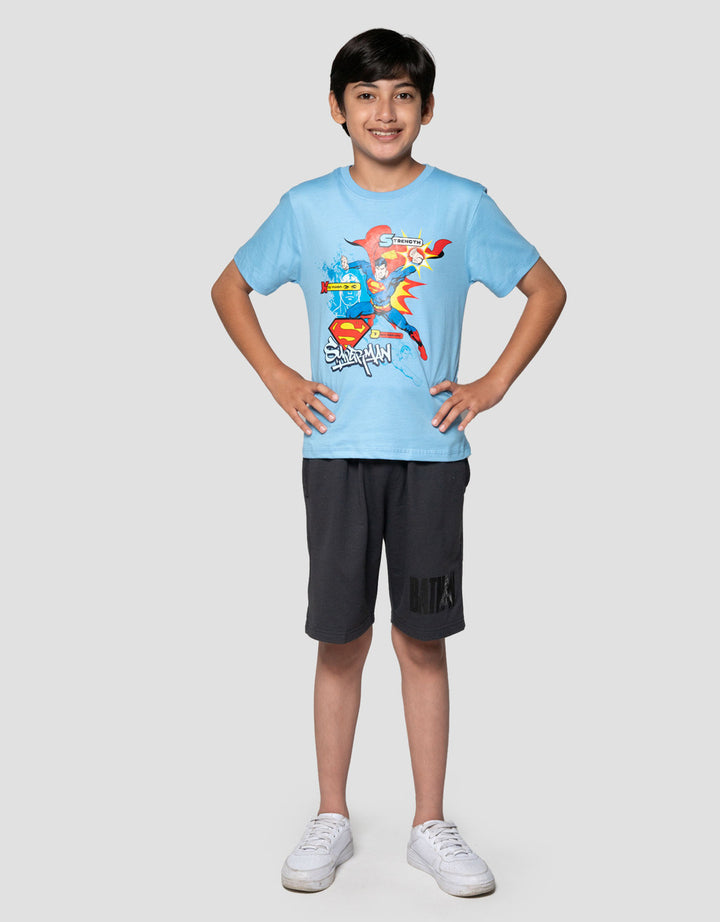 Character Superman Action Print Kaos Anak Laki-laki
