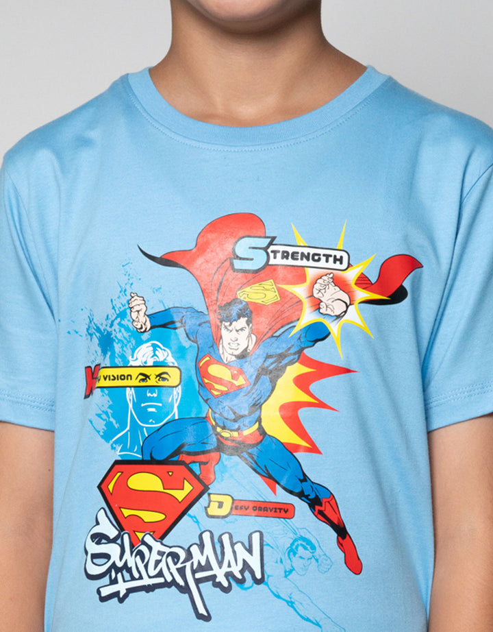 Character Superman Action Print Kaos Anak Laki-laki