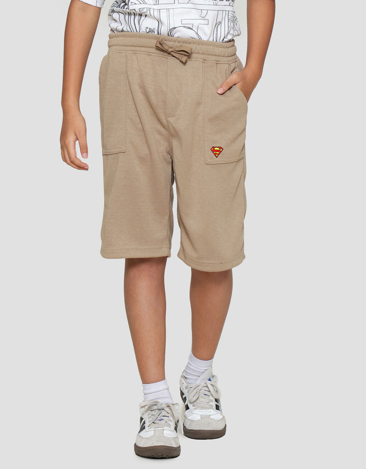 Character Knit Superman Logo Bordir Celana Pendek Anak Laki-laki