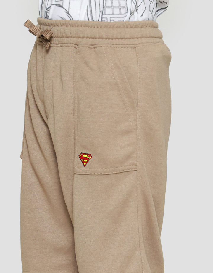 Character Knit Superman Logo Bordir Celana Pendek Anak Laki-laki