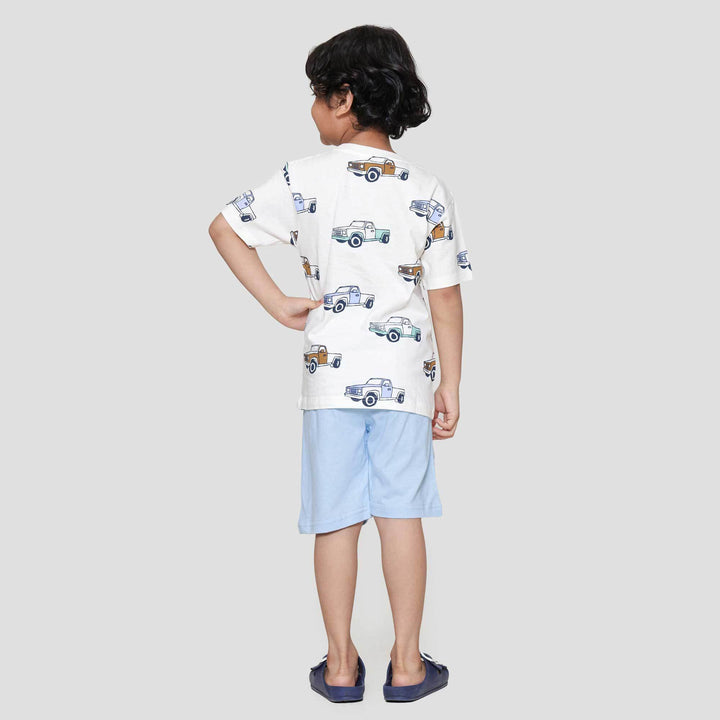 Little M Fullprint Retro Car Pakaian Setelan Anak Laki-laki