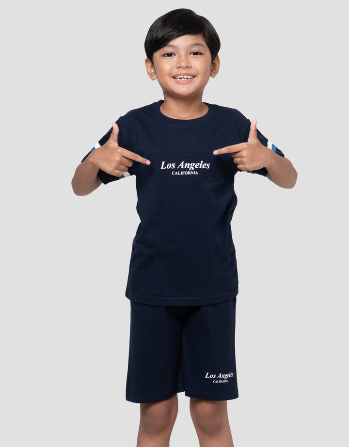 Little M Los Angeles Cut Sewn Lgn Stripe Pakaian Setelan Anak Laki-laki