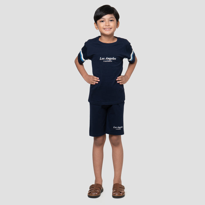 Little M Los Angeles Cut Sewn Lgn Stripe Pakaian Setelan Anak Laki-laki