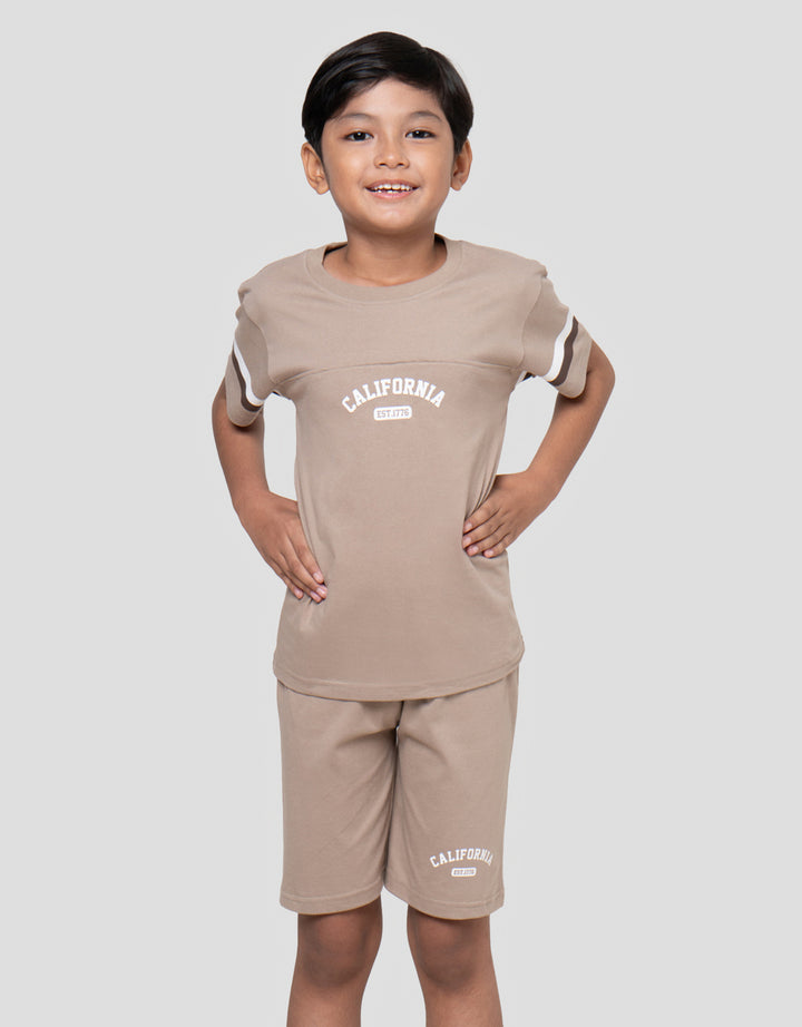 Little M California Cut Sewn Lgn Stripe Pakaian Setelan Anak Laki-laki