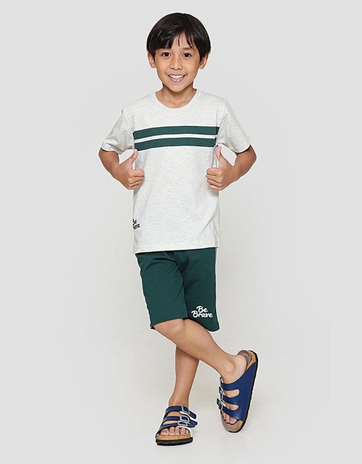Little M Stripe Be Brave Pakaian Setelan Anak Laki-laki