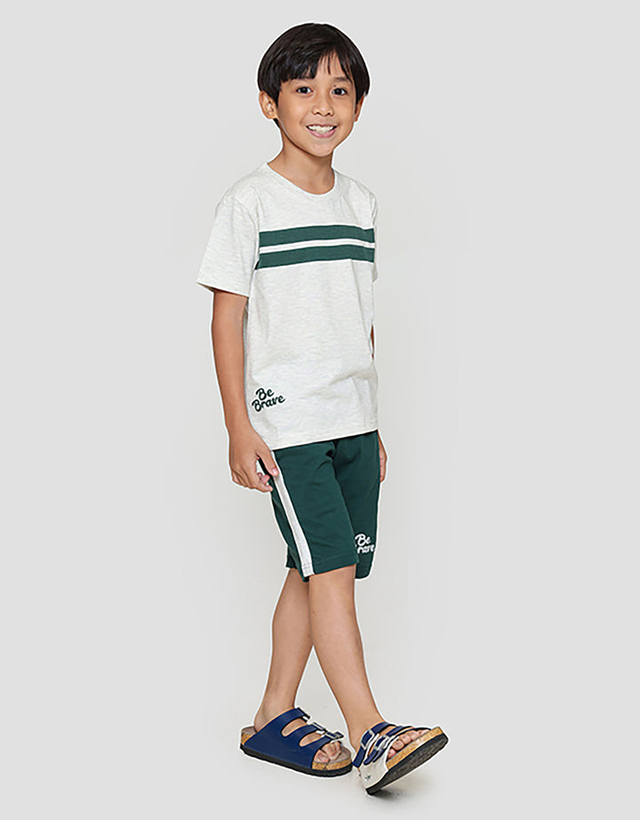 Little M Stripe Be Brave Pakaian Setelan Anak Laki-laki