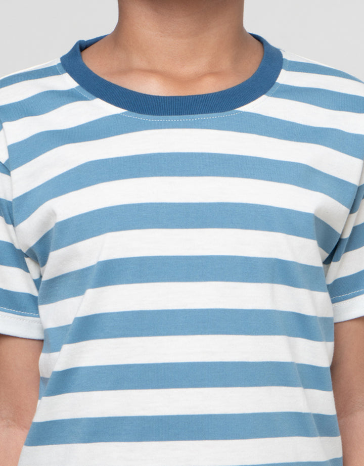 Little M Stripe Besar Yarndye Pakaian Setelan Anak Laki-laki