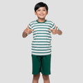 Little M Stripe Besar Yarndye Pakaian Setelan Anak Laki-laki
