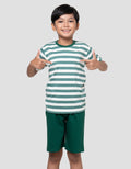Little M Stripe Besar Yarndye Pakaian Setelan Anak Laki-laki