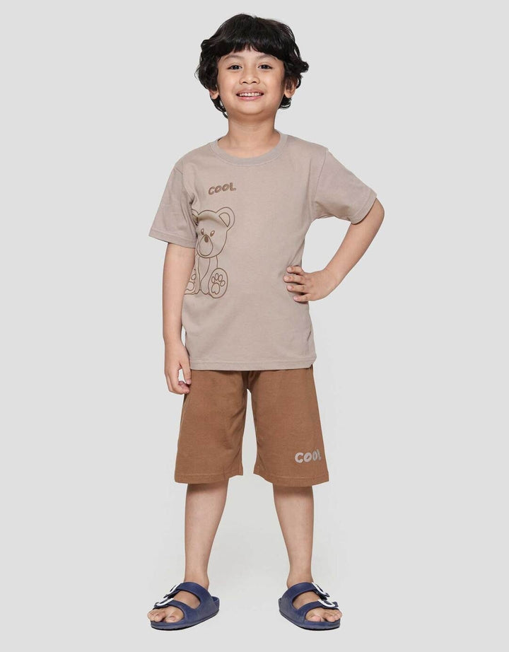 Little M Happy Bear Outline Pakaian Setelan Anak Laki-laki