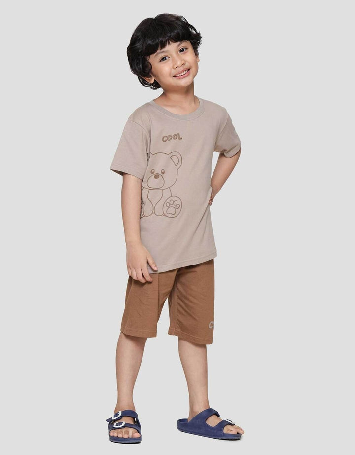 Little M Happy Bear Outline Pakaian Setelan Anak Laki-laki