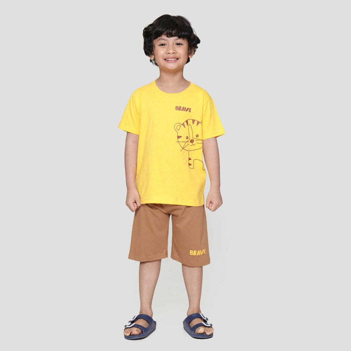Little M Brave Lion Outline Pakaian Setelan Anak Laki-laki