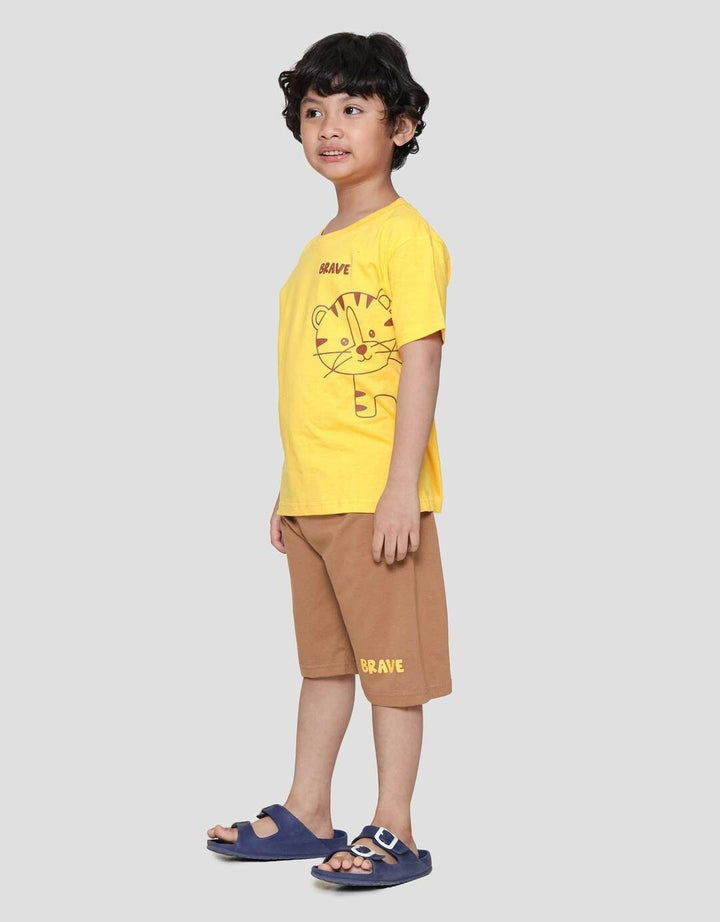 Little M Brave Lion Outline Pakaian Setelan Anak Laki-laki
