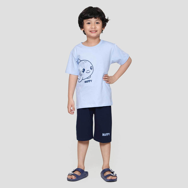 Little M Great Shark Outline Pakaian Setelan Anak Laki-laki