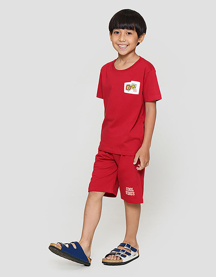 Little M Lion Tiger Cool Vibes Apk Dada Pakaian Setelan Anak Laki-laki