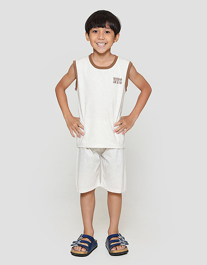 Little M Singlet Nyc Komb Rib Pakaian Setelan Anak Laki-laki