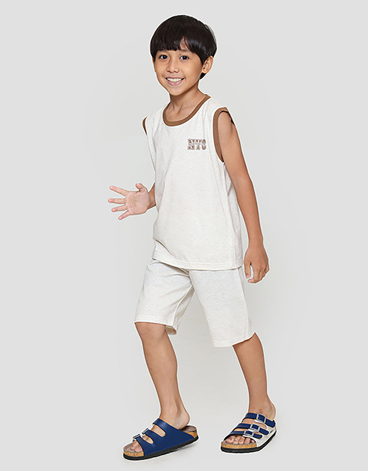 Little M Singlet Nyc Komb Rib Pakaian Setelan Anak Laki-laki