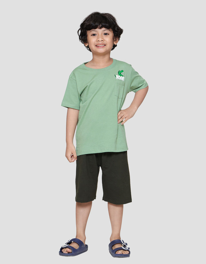 Little M Kantong Dino Roar Pakaian Setelan Anak Laki-laki