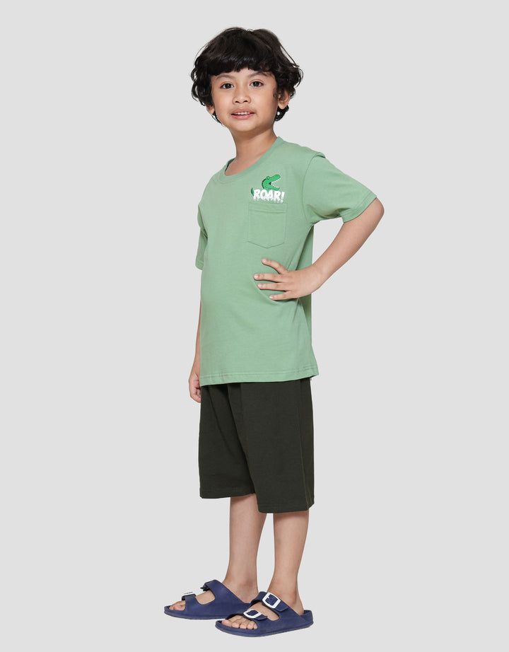 Little M Kantong Dino Roar Pakaian Setelan Anak Laki-laki