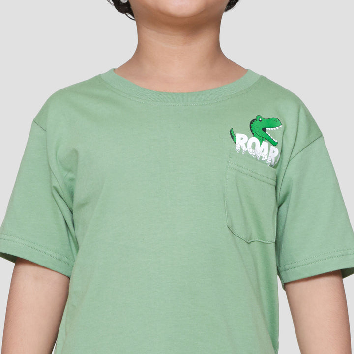 Little M Kantong Dino Roar Pakaian Setelan Anak Laki-laki