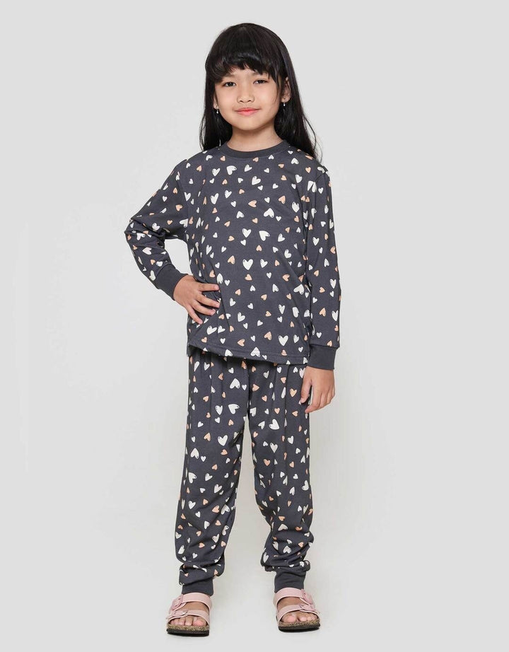 Little M Fullprint Love Setelan Baju Tidur Anak Perempuan