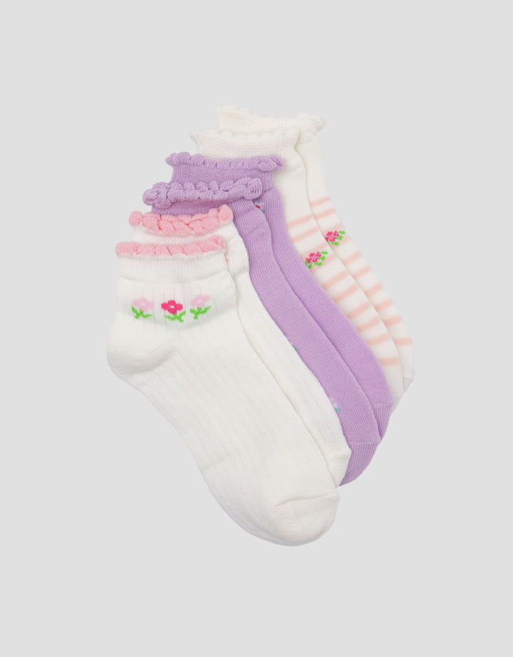 Little M Pack Of 3 Flower Kaus Kaki Bayi