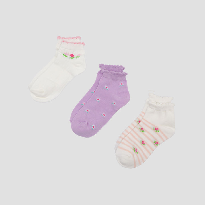 Little M Pack Of 3 Flower Kaus Kaki Bayi