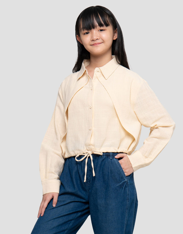 Nevada Stila Angel Fake 2Pcs Kemeja Anak Perempuan