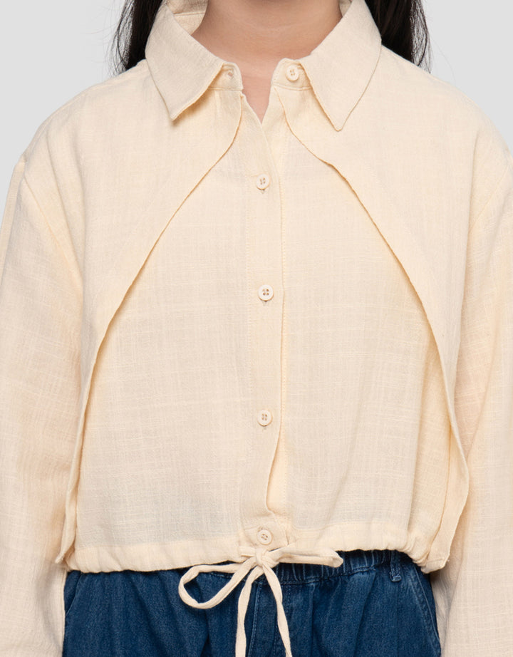 Nevada Stila Angel Fake 2Pcs Kemeja Anak Perempuan