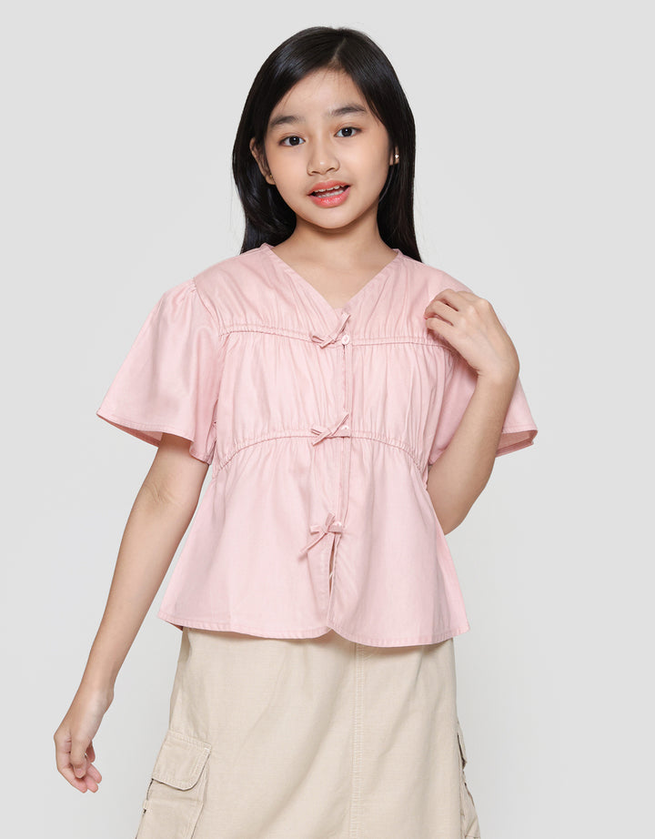 Nevada Kerut Pita Simply Kemeja Anak Perempuan