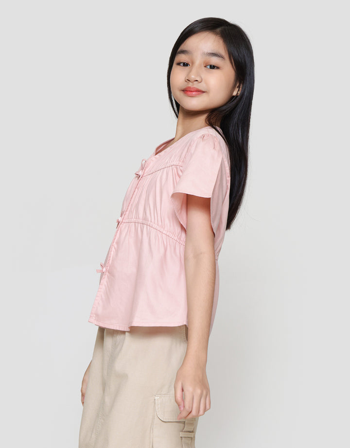 Nevada Kerut Pita Simply Kemeja Anak Perempuan