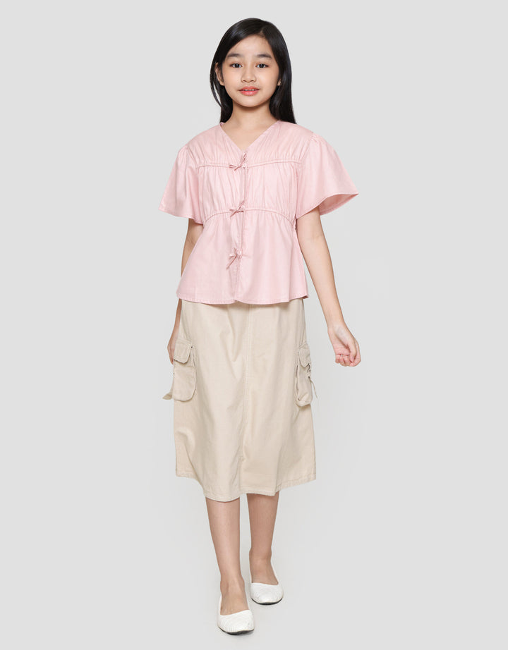 Nevada Kerut Pita Simply Kemeja Anak Perempuan