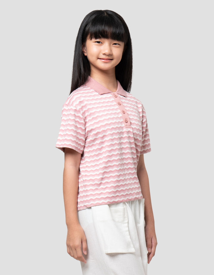 Nevada Textured With Collar Kaos Anak Perempuan