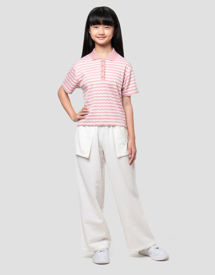 Nevada Textured With Collar Kaos Anak Perempuan