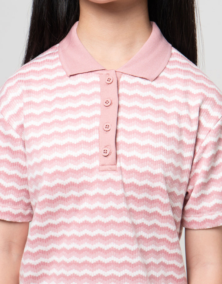 Nevada Textured With Collar Kaos Anak Perempuan