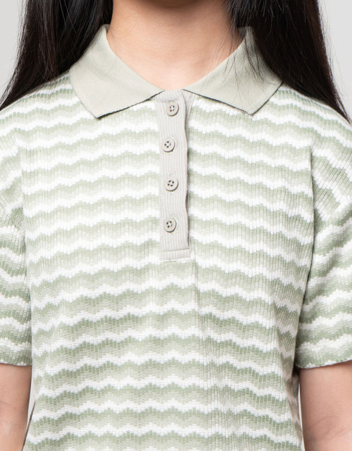 Nevada Textured With Collar Kaos Anak Perempuan