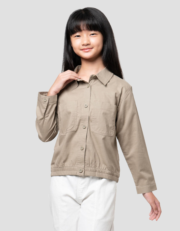 Nevada Linen Slub Kantong Kemeja Anak Perempuan