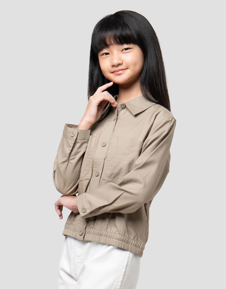 Nevada Linen Slub Kantong Kemeja Anak Perempuan