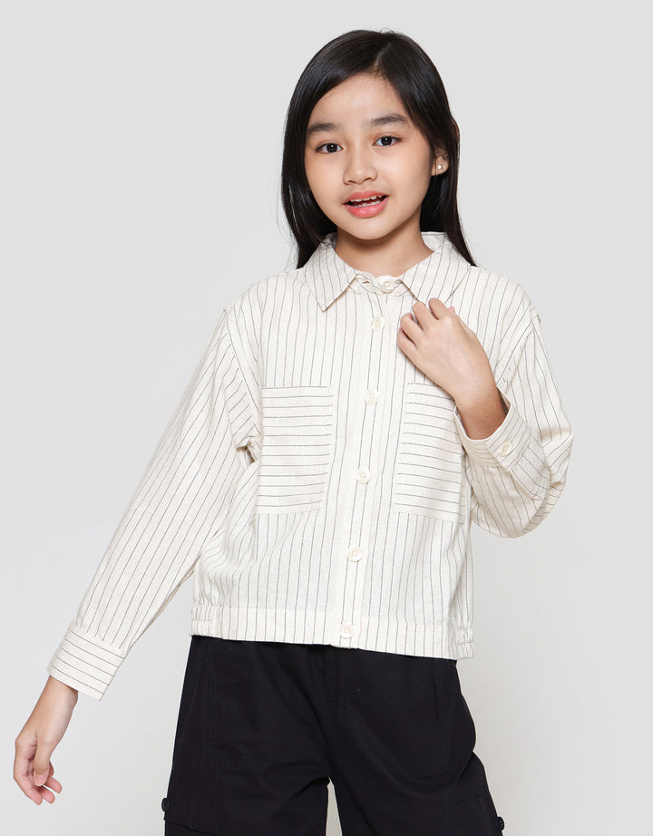 Nevada Bulu Kuda Stripe Kantong Kemeja Anak Perempuan