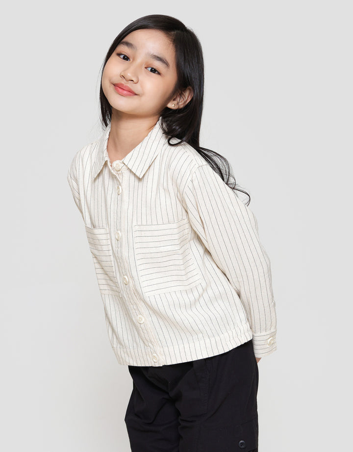 Nevada Bulu Kuda Stripe Kantong Kemeja Anak Perempuan